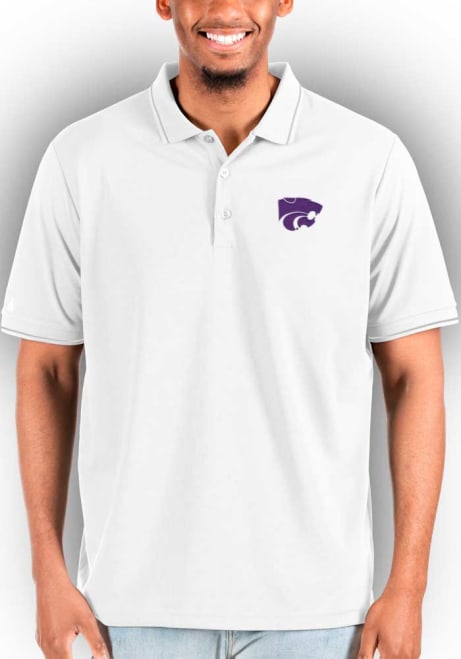 Mens K-State Wildcats White Antigua Affluent Big and Tall Polos Shirt