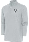 Main image for Antigua Milwaukee Bucks Mens Grey Metallic Logo Hunk Long Sleeve 1/4 Zip Pullover