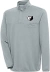 Main image for Antigua Memphis Grizzlies Mens Grey Metallic Logo Steamer Long Sleeve 1/4 Zip Pullover