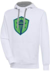 Main image for Antigua Seattle Sounders FC Mens White Full Front Victory Long Sleeve Hoodie