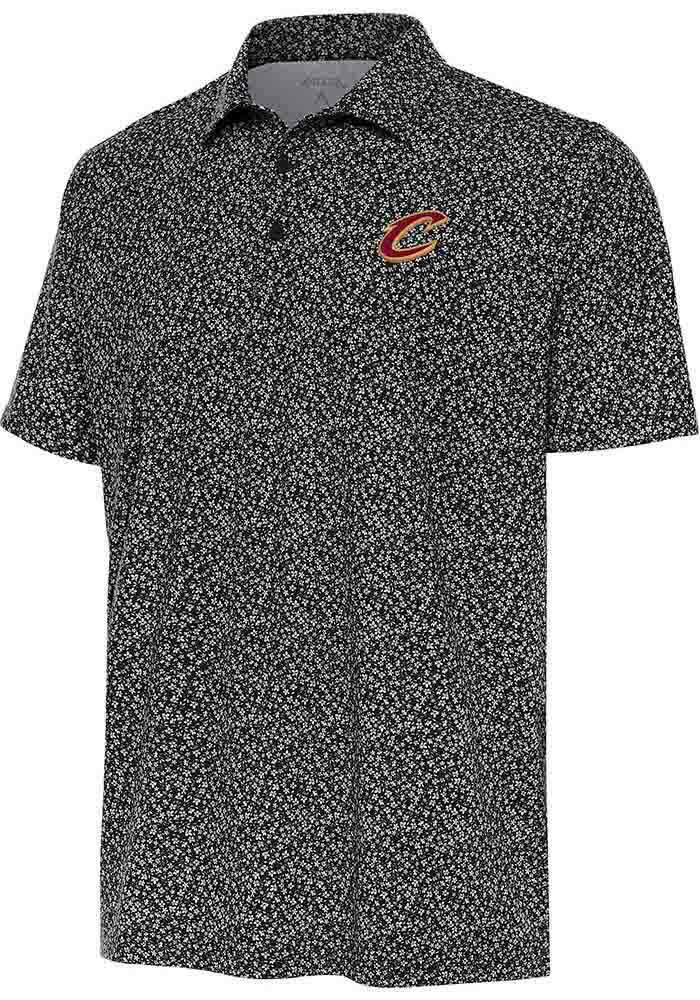 Antigua Cleveland Cavaliers Terrace Black Short Sleeve Polo