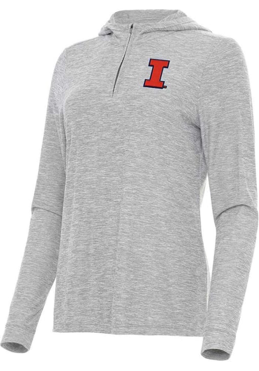 Antigua Illinois Fighting Illini Womens Grey Daybreak Qtr Zip