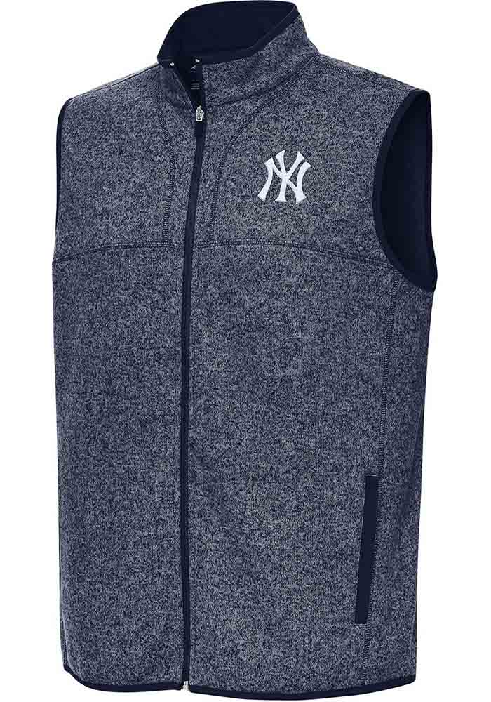 Antigua New York Yankees Mens NAVYHEATHER Fortune Vest - 133087828