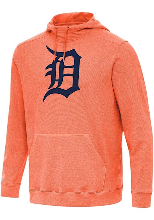 Antigua Detroit Tigers Mens MANGOHEATHER Full Front Cloud Hoodie