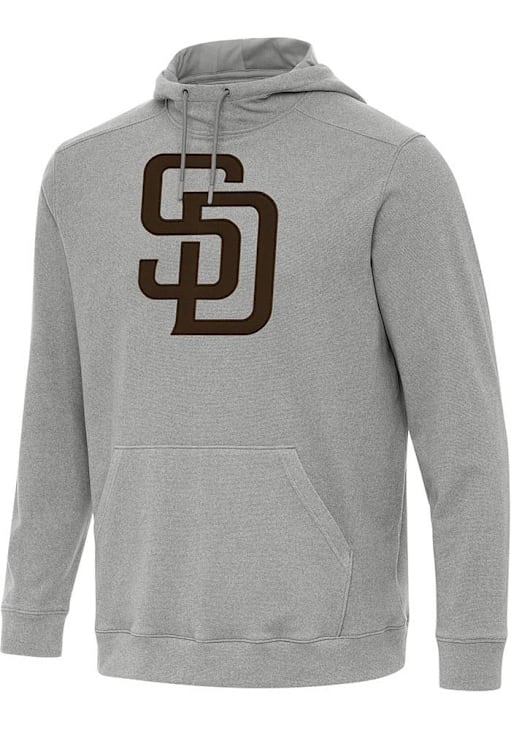 Antigua San Diego Padres Mens GREY HEATHER Full Front Cloud Hoodie