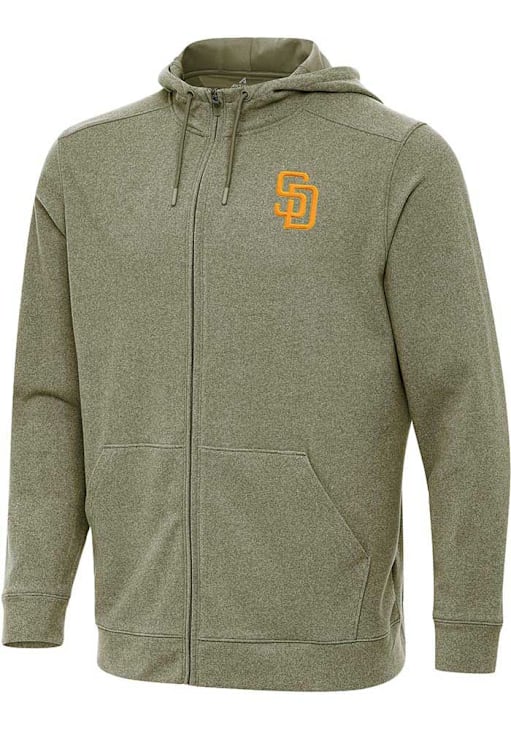 Antigua San Diego Padres Mens BURNT OLIVE/HEATHER Effortless Light