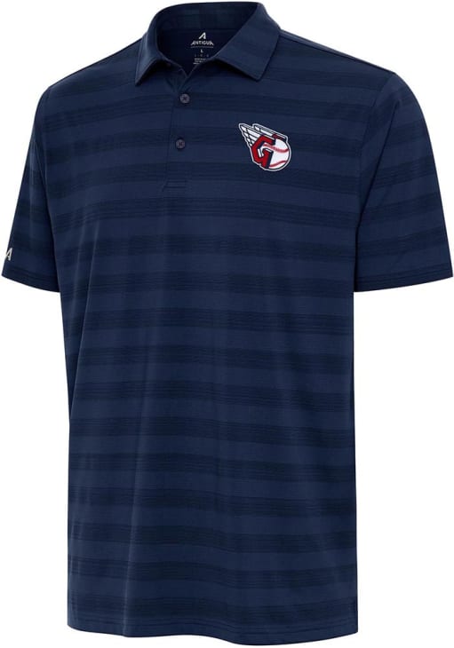 Antigua Cleveland Guardians Navy Blue Tunnel Big and Tall Polo
