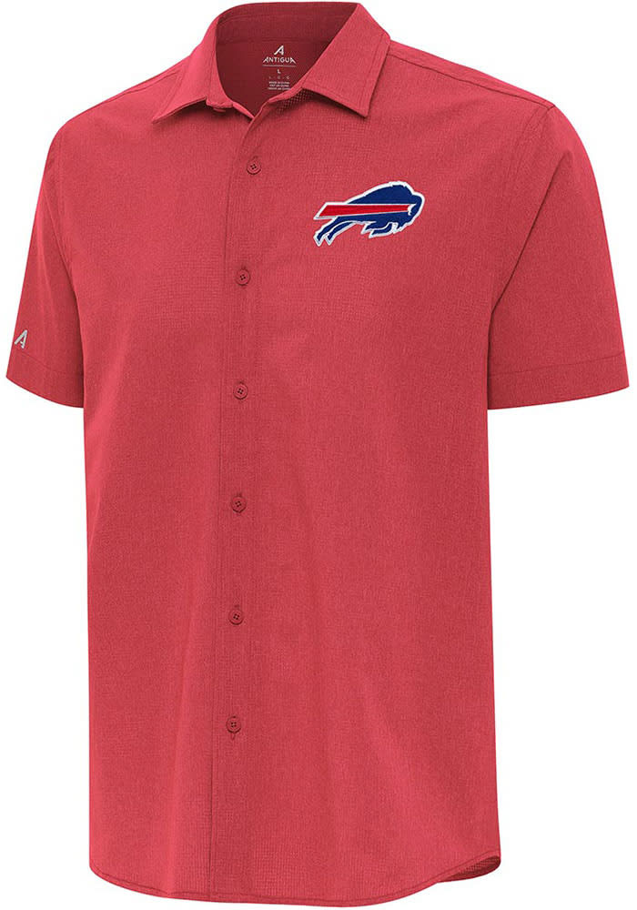 Antigua Buffalo Bills Mens Red Activate Short Sleeve Dress Shirt