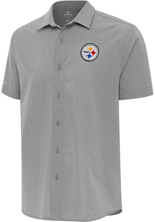Pittsburgh Steelers Mens Antigua Short Sleeve Activate Button Down