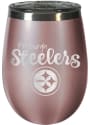 Pittsburgh Steelers 10oz Rose Gold Stemless Wine Stainless Steel Tumbler - Pink