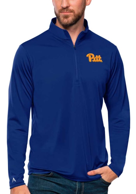 Mens Pitt Panthers Blue Antigua Tribute Qtr Zip Pullover