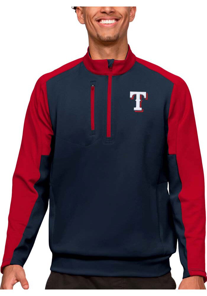 Antigua Texas Rangers Mens Team Pullover - NAVY/RED