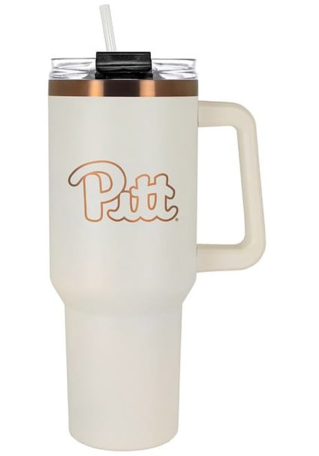 White Pitt Panthers 40oz Cream + Copper Stainless Steel Tumbler