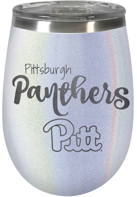 White Pitt Panthers 10oz Opal Script Logo Stainless Steel Stemless