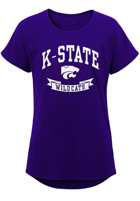 Girls Purple K-State Wildcats Collegiate Banner Short Sleeve T-Shirt