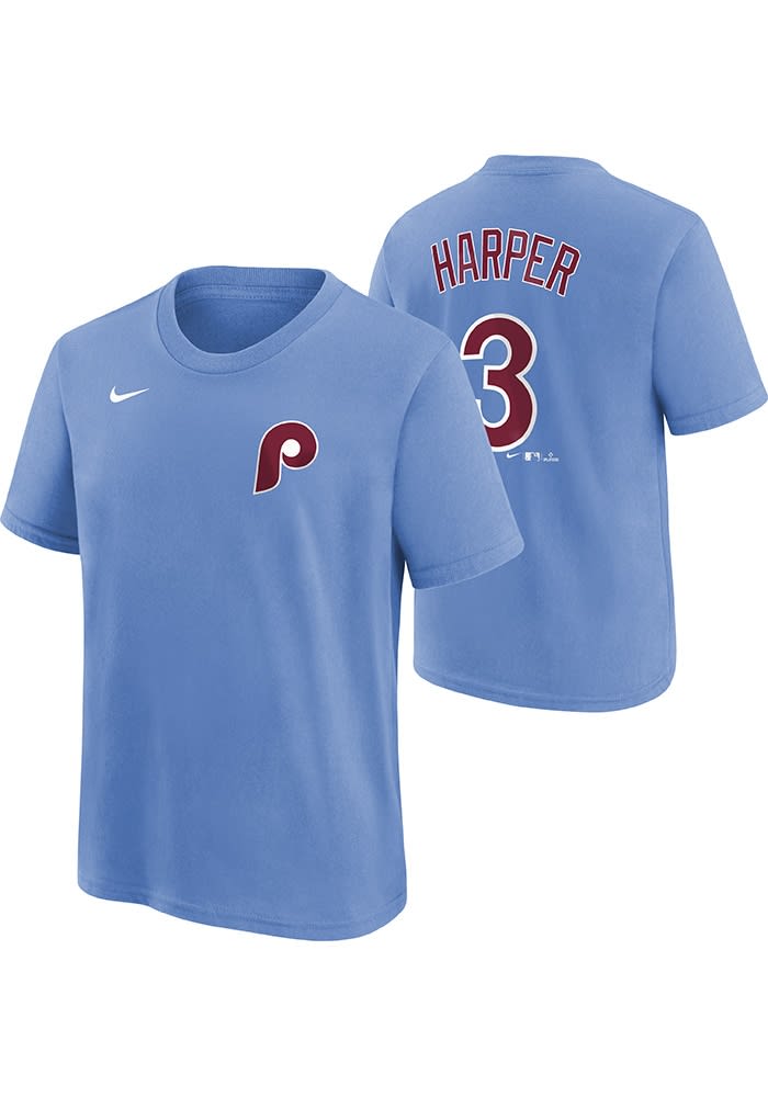 Bryce Harper Philadelphia Phillies Youth Light Blue Name and Number Player  Tee