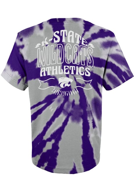 Boys Purple K-State Wildcats Pennant Tie Dye Short Sleeve T-Shirt