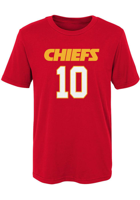 Youth Kansas City Chiefs #87 Travis Kelce Red Mainliner Name & Number  T-Shirt