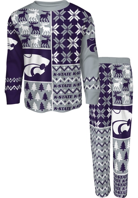 Kids Purple K-State Wildcats Ugly Sweater Loungewear PJ Set