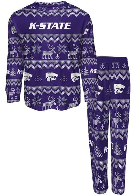 Boys Purple K-State Wildcats Ugly Sweater Loungewear PJ Set