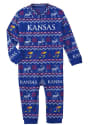 Kansas Jayhawks Baby Ugly Sweater One Piece Pajamas - Blue