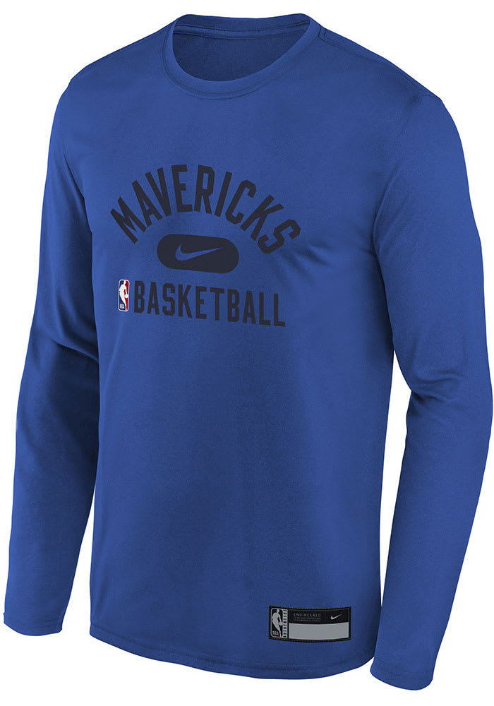 Nike Dallas Mavericks Youth ROYAL Practice Long Sleeve T Shirt