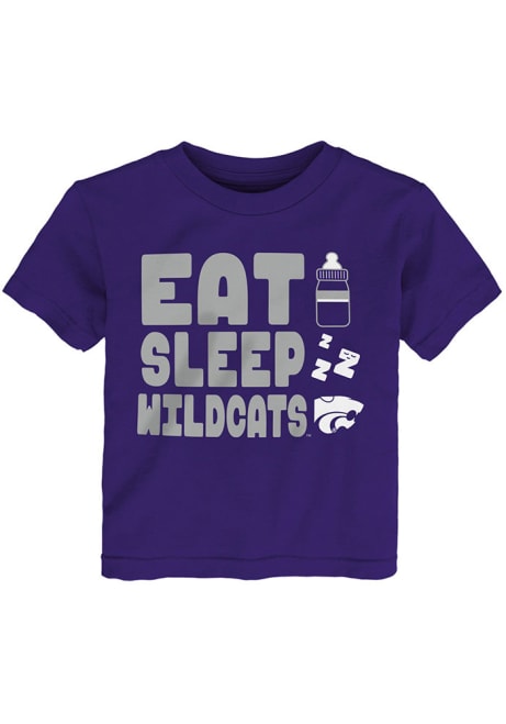 Toddler Purple K-State Wildcats Eat Sleep Short Sleeve T-Shirt