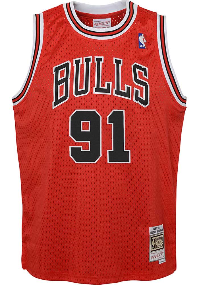Chicago Bulls Dennis Rodman Youth Red Swingman Road Basketball