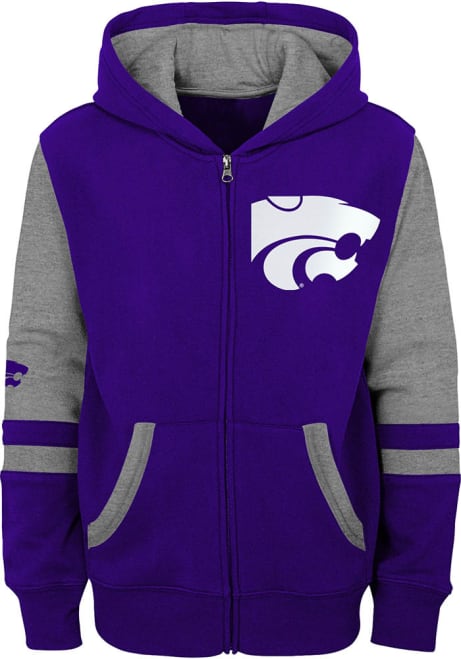 Boys Purple K-State Wildcats Stadium Power Cat Long Sleeve Full Zip Hooded Sweatshirt