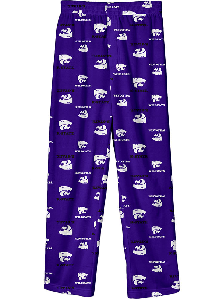 Youth PURPLE K-State Wildcats All Over Logo Loungewear Sleep Pants