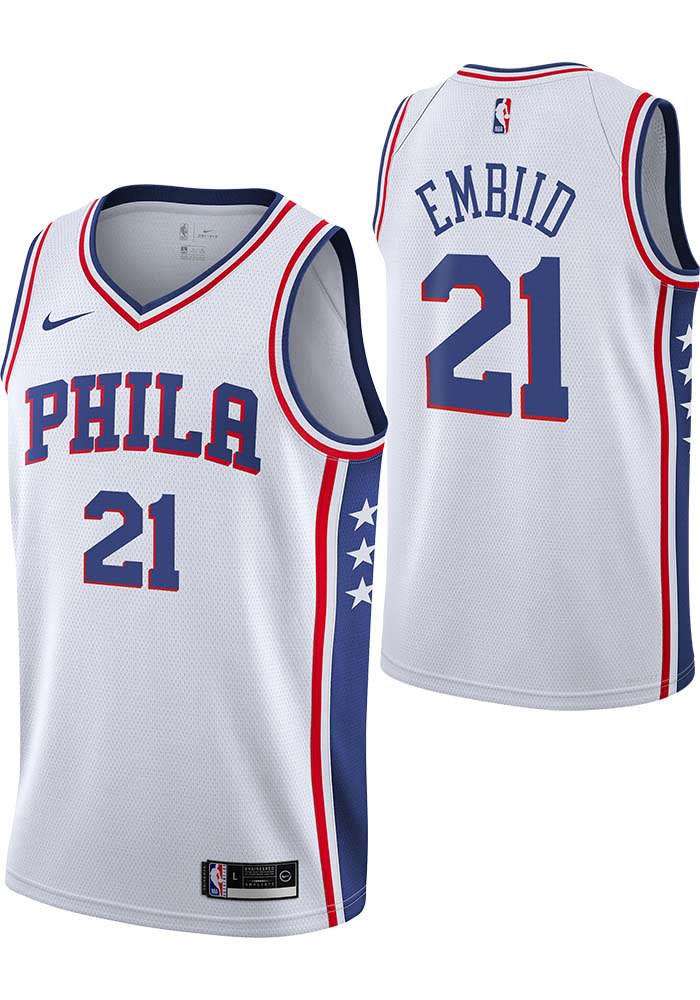 Philadelphia 76ers Joel Embiid Youth White Nike Association Swingman Player Basketball Jersey