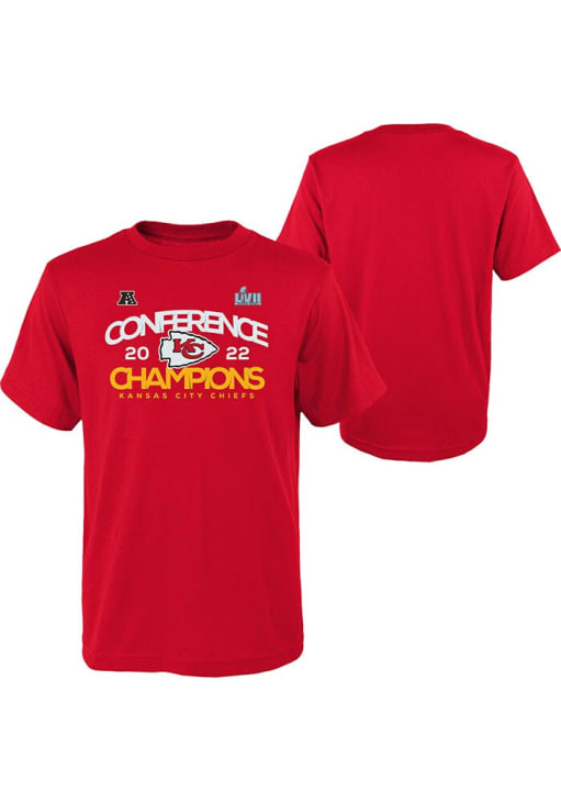 Kansas City Chiefs Youth Red Shadow Cast 2022 Conf Champs Short Sleeve T-Shirt