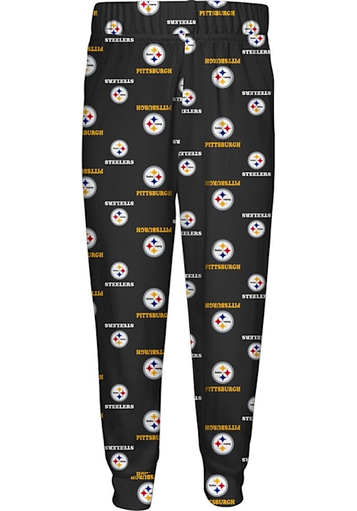 Pittsburgh Steelers Boys All Over Logo Set PJ Set - Black