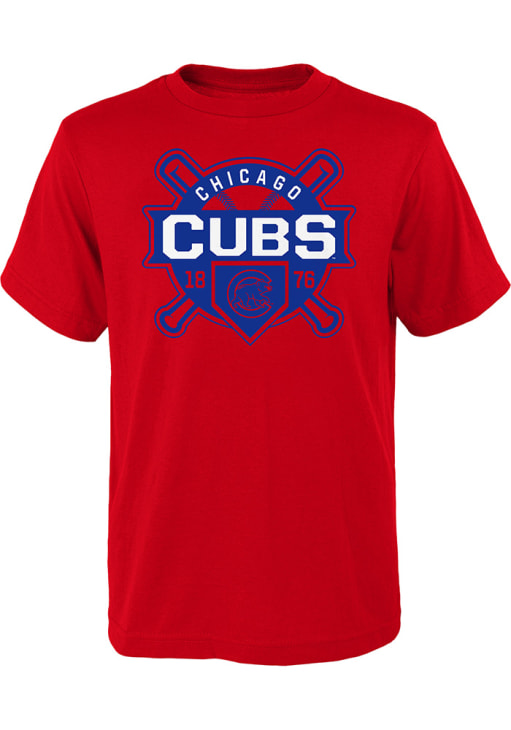 Chicago Cubs Youth Red Multi Hits Short Sleeve T-Shirt