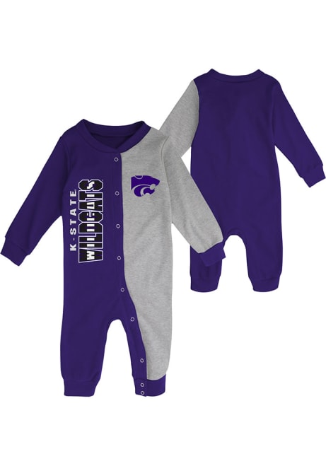 Baby Purple K-State Wildcats Half Time Coverall Long Sleeve One Piece