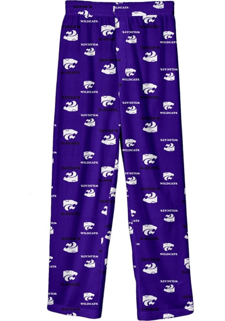 Youth Purple K-State Wildcats All Over Logo Loungewear Sleep Pants