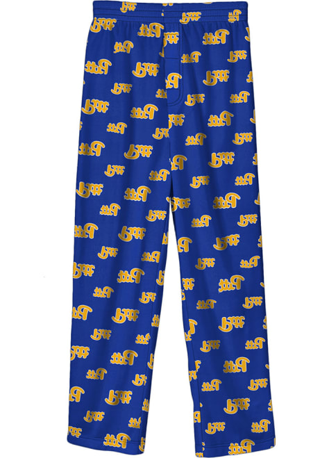 Youth Blue Pitt Panthers All Over Logo Wordmark Loungewear Sleep Pants