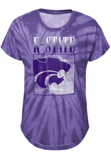 Girls Purple K-State Wildcats In The Band Tie-Dye Short Sleeve Fashion T-Shirt