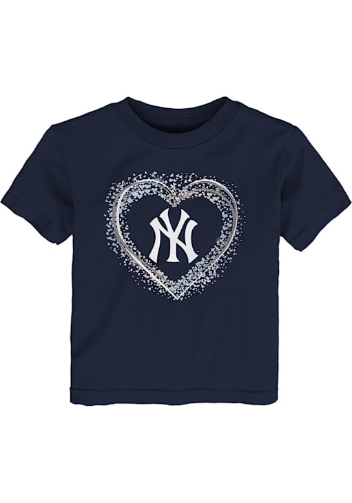 New York Yankees Toddler Girls NAVY Heart Shot Short Sleeve T