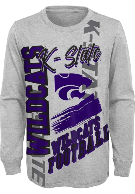 Youth Grey K-State Wildcats Game Day Vibes Long Sleeve T-Shirt