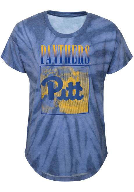 Girls Blue Pitt Panthers In The Band Tie-Dye Short Sleeve Fashion T-Shirt