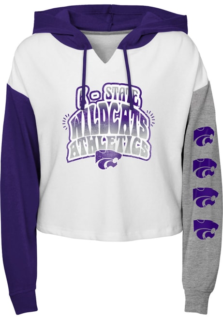 Girls Purple K-State Wildcats Color Run Long Sleeve Hooded Sweatshirt