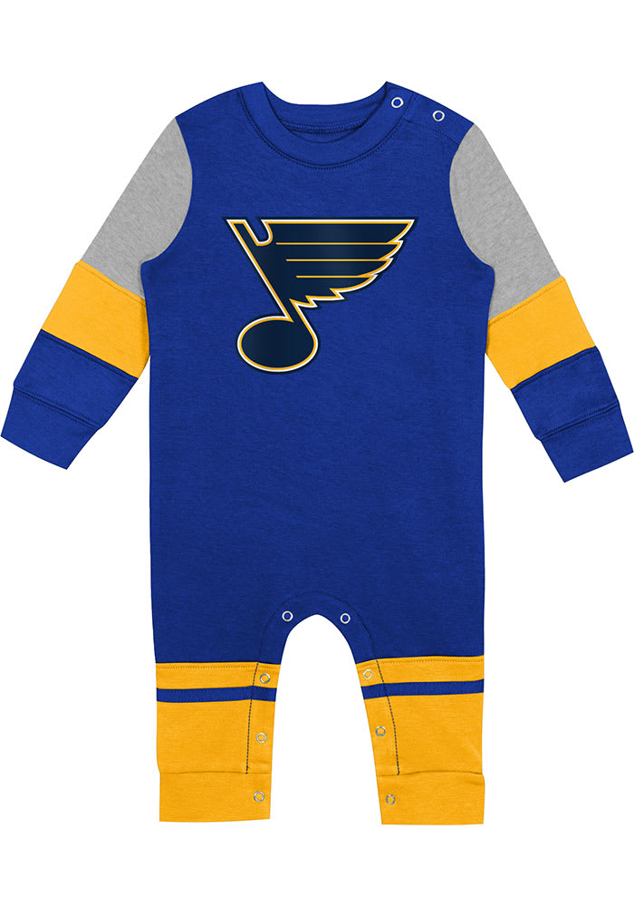 St Louis Blues Baby Blue Intense Goalie Long Sleeve Romper