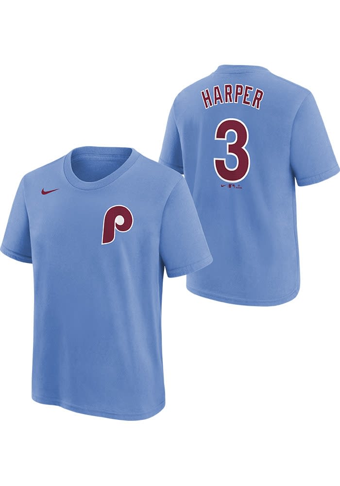 Bryce Harper Philadelphia Phillies Youth Alt NN Short Sleeve Player T Shirt LIGHT BLUE