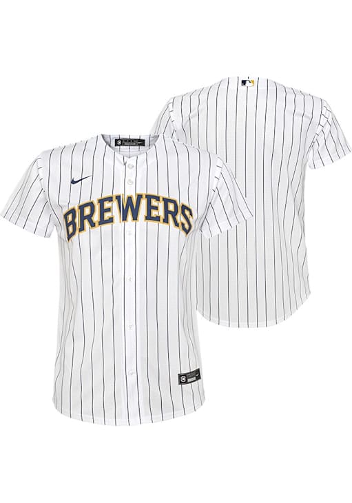 Milwaukee Brewers Youth White Alt Replica Baseball Jersey 133417177