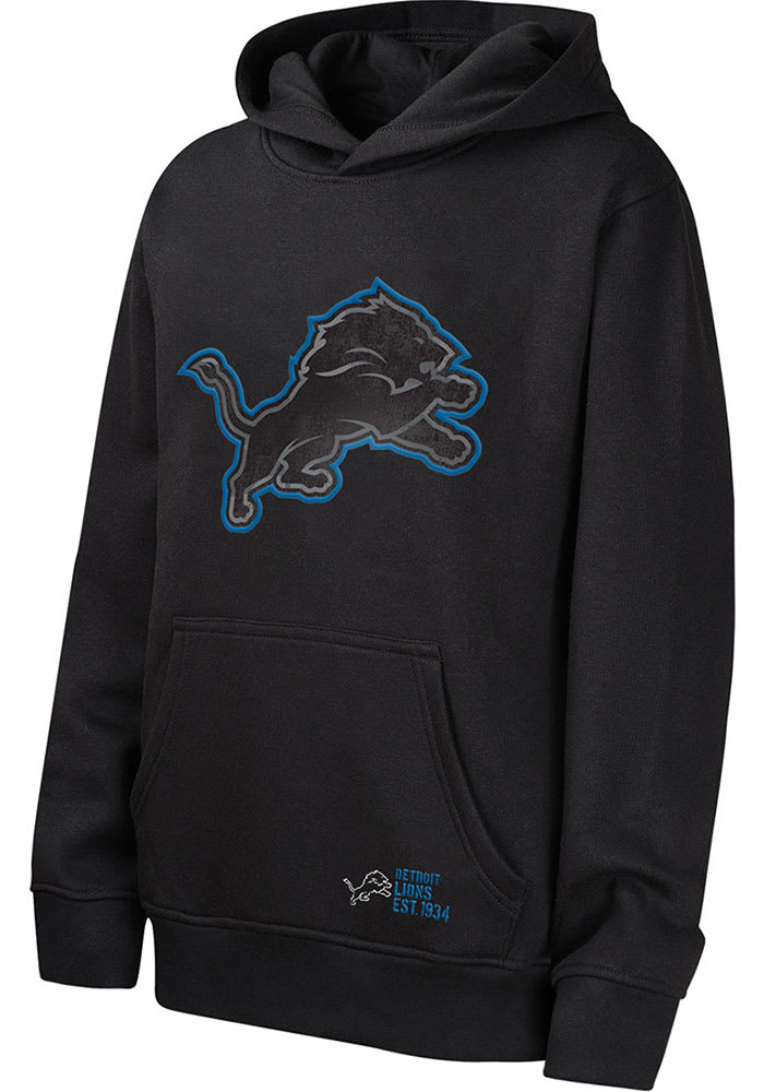 Detroit Lions Youth BLACK Down To The Wire Long Sleeve Hoodie