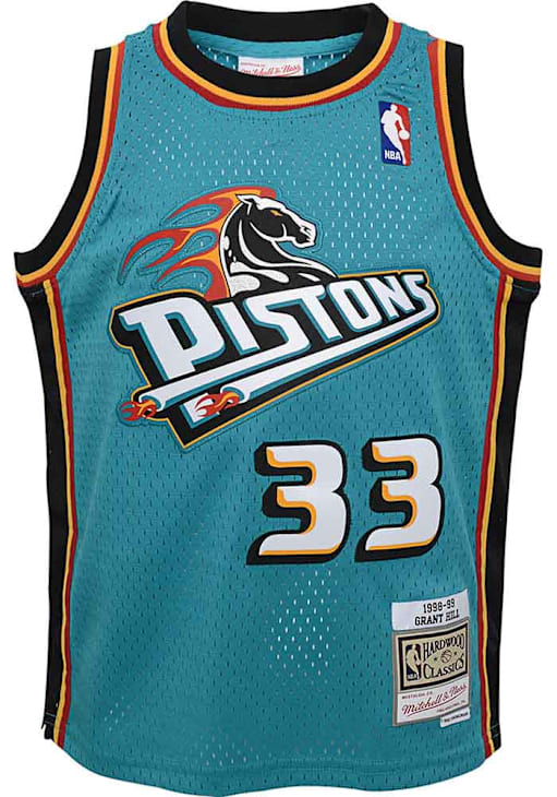 Grant Hill  Mitchell and Ness Detroit Pistons Youth Swingman Road Teal Basketball Jersey