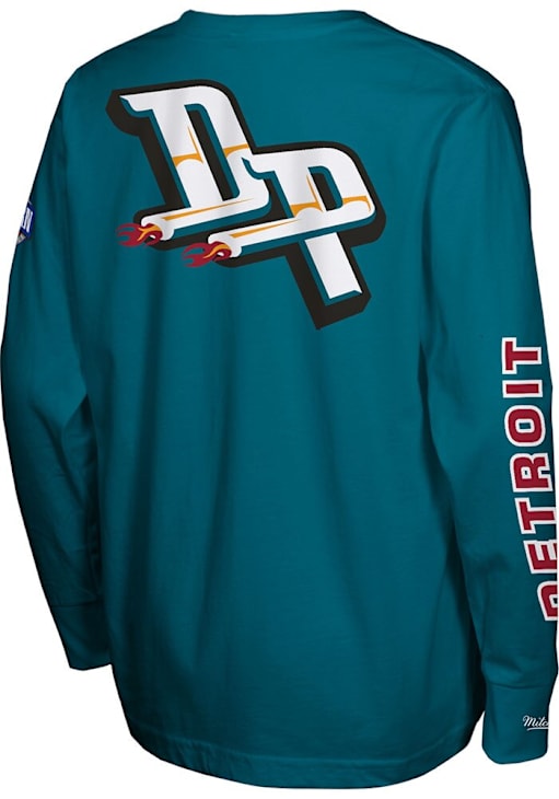 Mitchell and Ness Detroit Pistons Youth Teal Heavy Weight Long Sleeve T-Shirt
