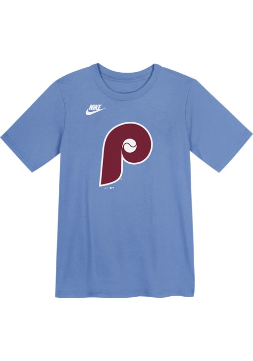 Nike Philadelphia Phillies Boys Light Blue Cooperstown Team Logo Short Sleeve T-Shirt