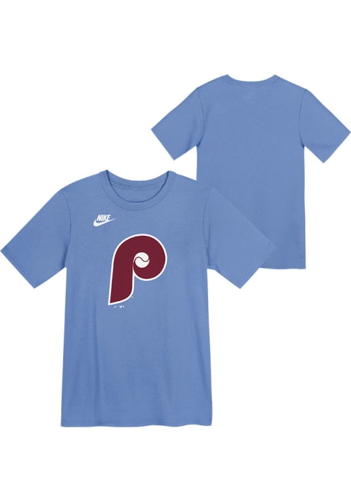 Nike Philadelphia Phillies Boys Light Blue Cooperstown Team Logo Short Sleeve T-Shirt